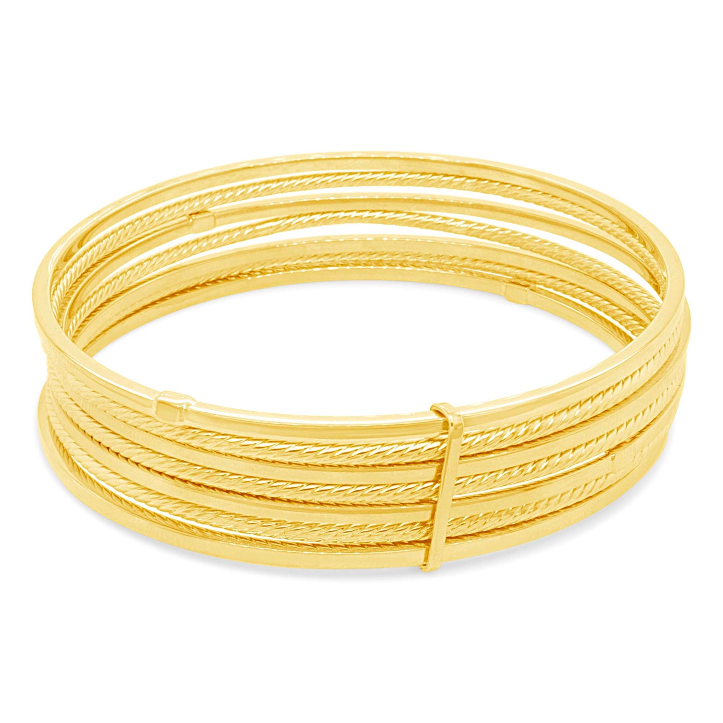 14K Yellow Gold Semanario Sleek & Textured Bangle