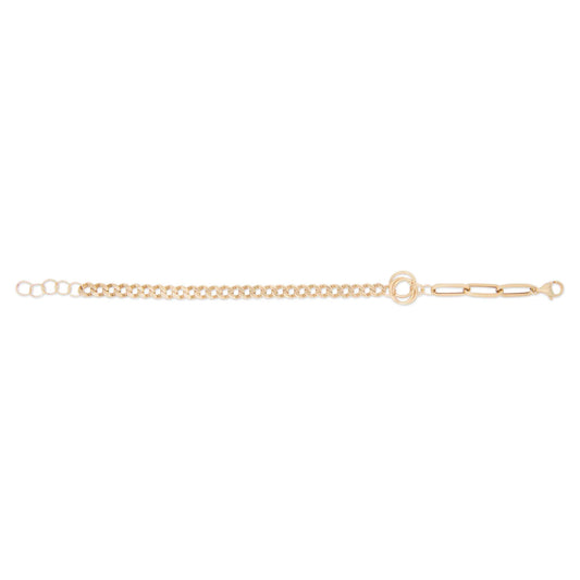 14k Yellow Gold Paper Clip and Miami Cuban Dual Bracelet