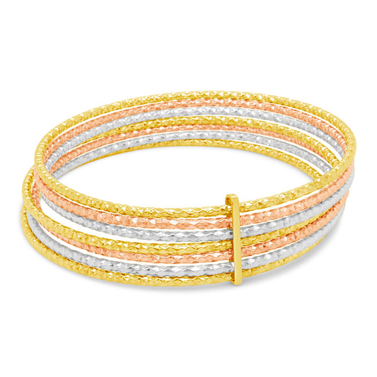 14k Tri-Color Semanario Diamond Cut Bangle