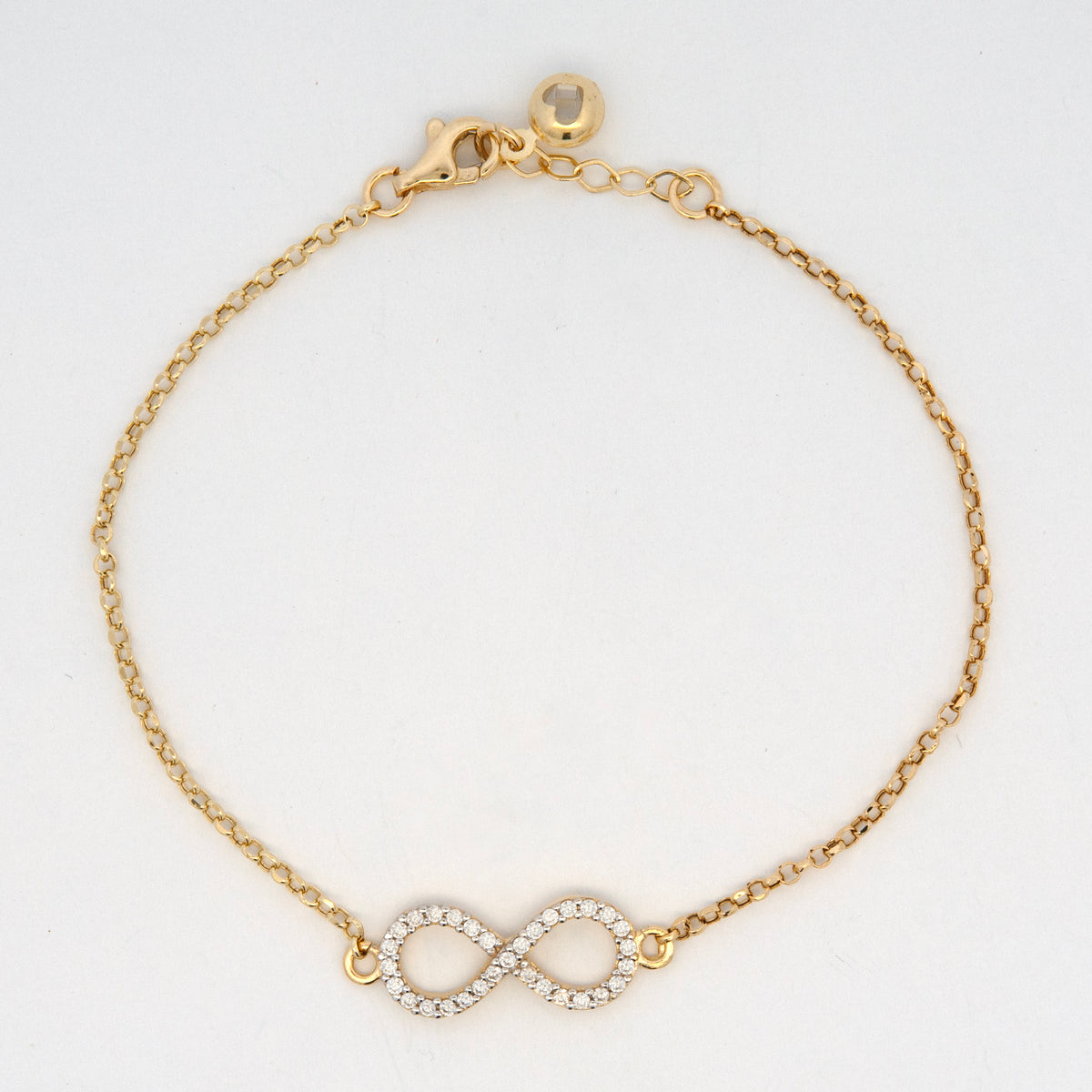 14K Yellow Gold Pavé CZ Infinity Bracelet