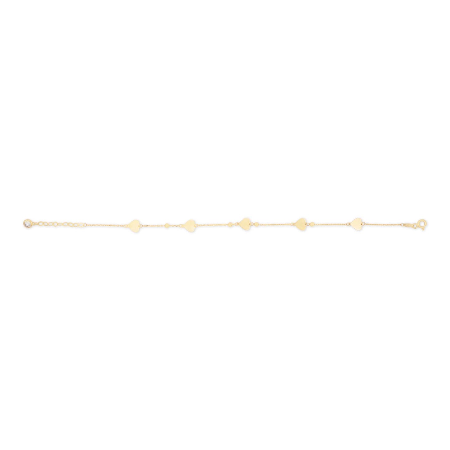 14k Yellow Gold Flat Hearts By The Yard Bracelet