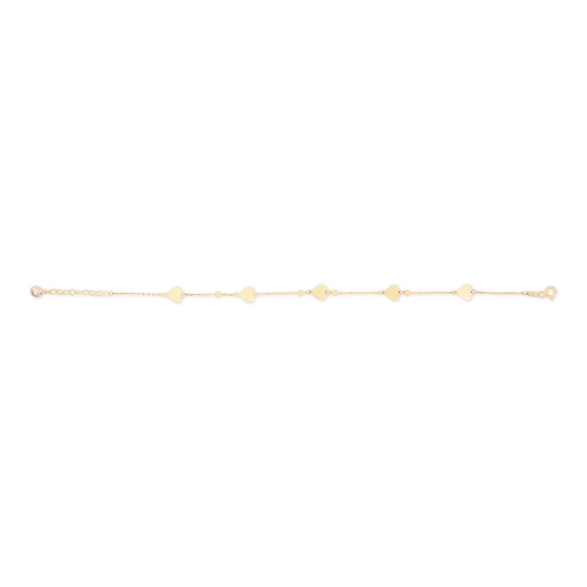 14k Yellow Gold Flat Hearts By The Yard Bracelet
