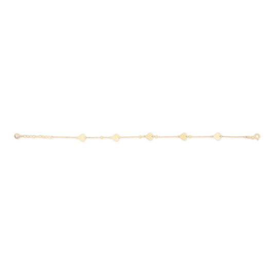 14k Yellow Gold Flat Hearts By The Yard Bracelet