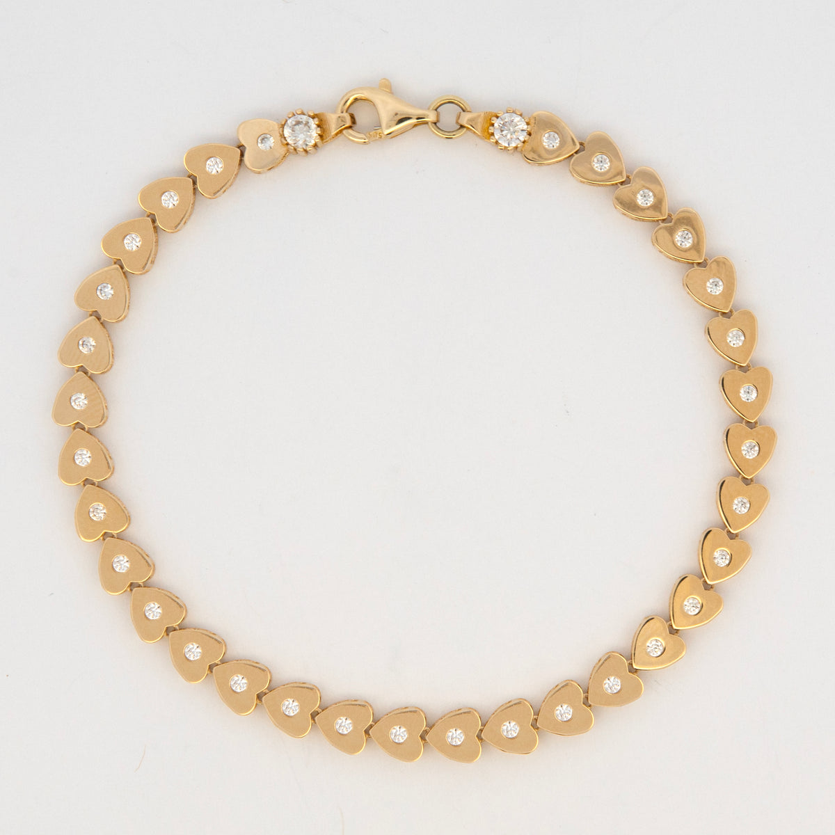 14K Yellow Gold Heart CZ Center Bracelet
