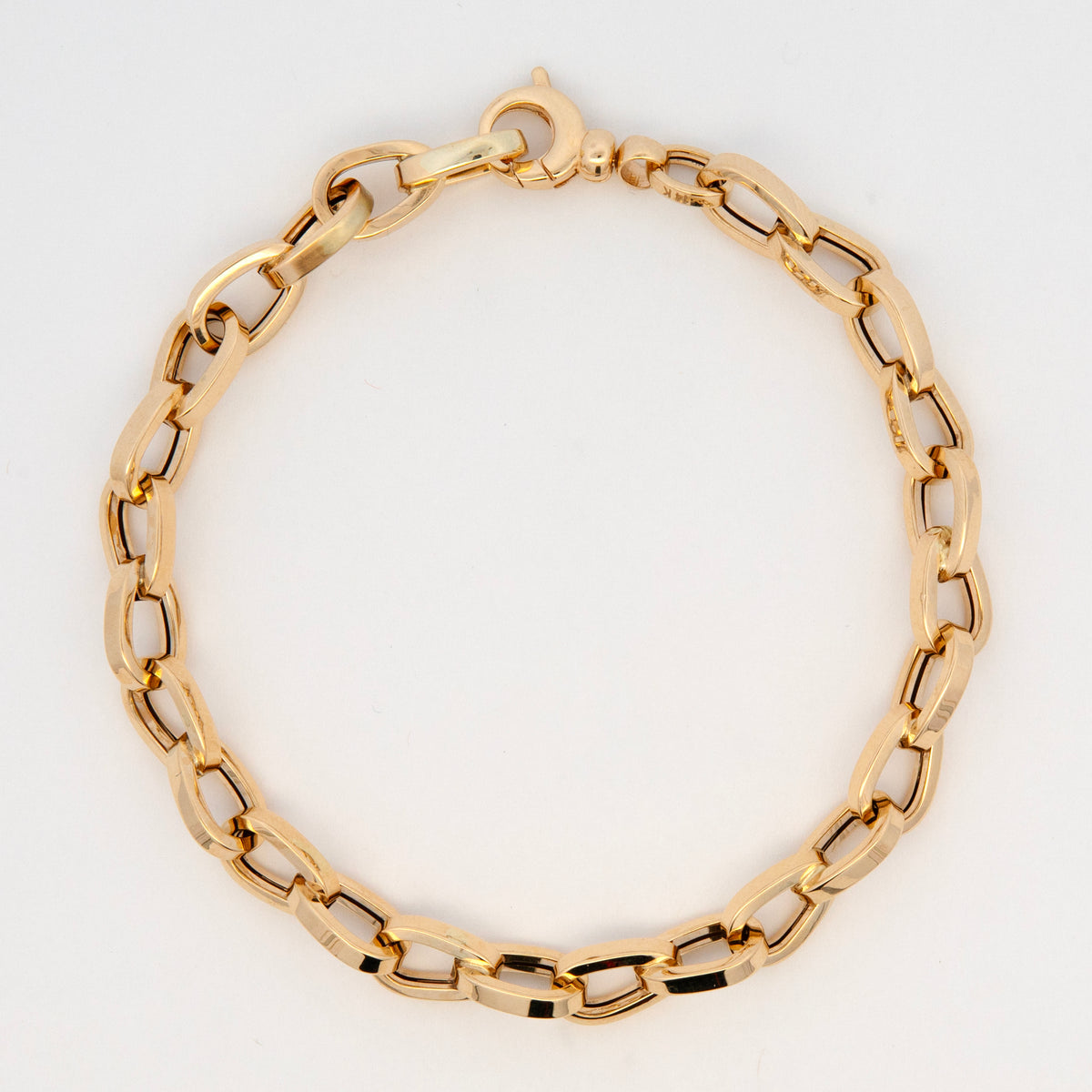 14K Yellow Gold Polished Oval Link Bracelet
