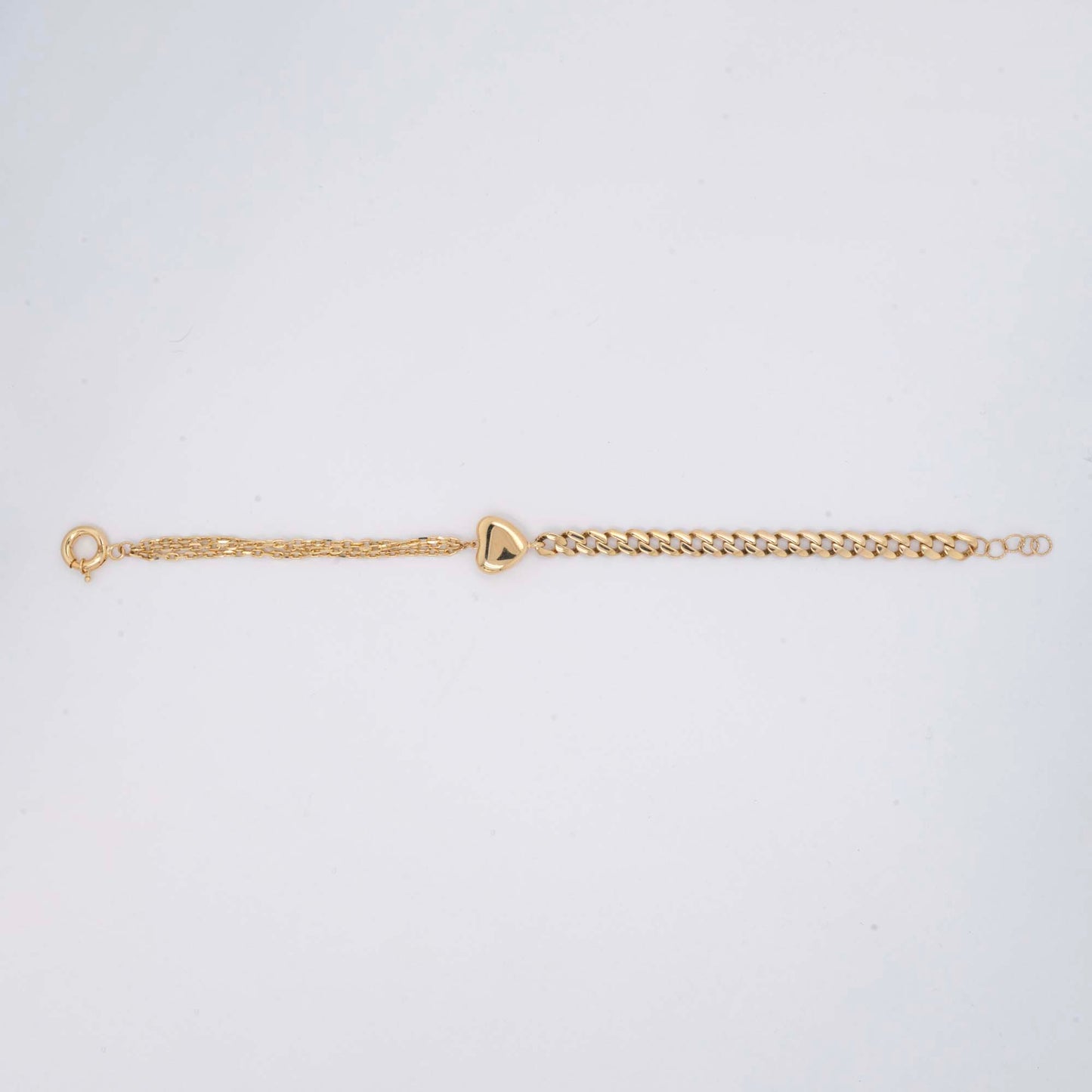 14k Yellow Gold Dual Plain Heart Bracelet