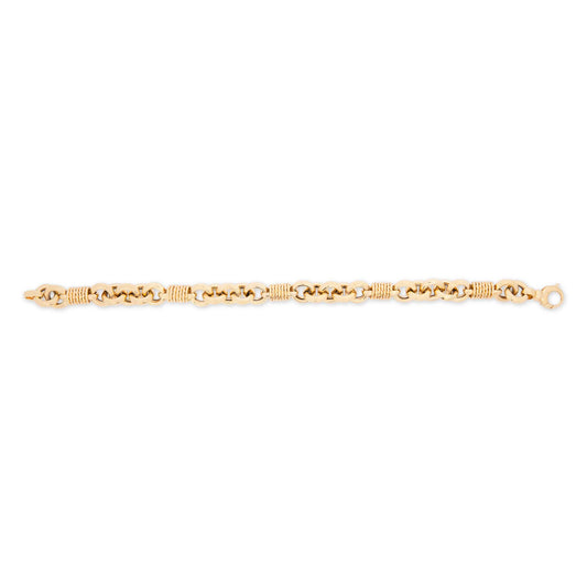 14k Yellow Gold Rolo and Tubes Bracelet