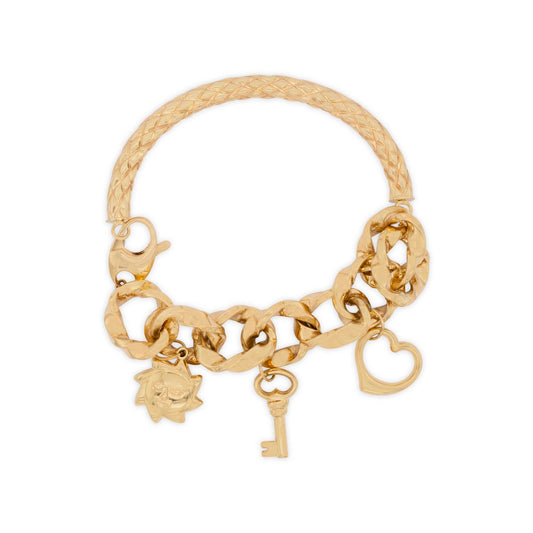 14K Two-Tone Tubogas CZ Ends Open Cuff Bangle