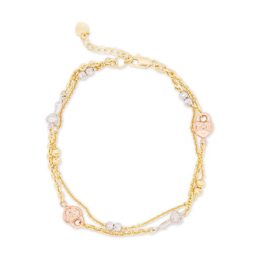 14K Two-Tone Flexible Snake with CZ Accents Bangle