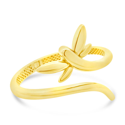 14K Yellow Gold Dragon Fly Open Cuff Bangle