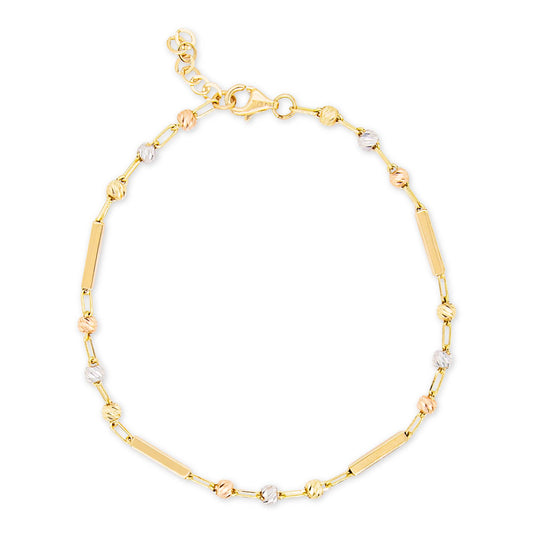 14K Yellow Gold Thin Twisted Ball End Open Cuff Bangle