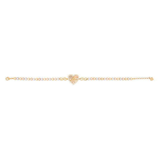 14k Tri Color Gold Infinity and Heart 15 Años Bracelet