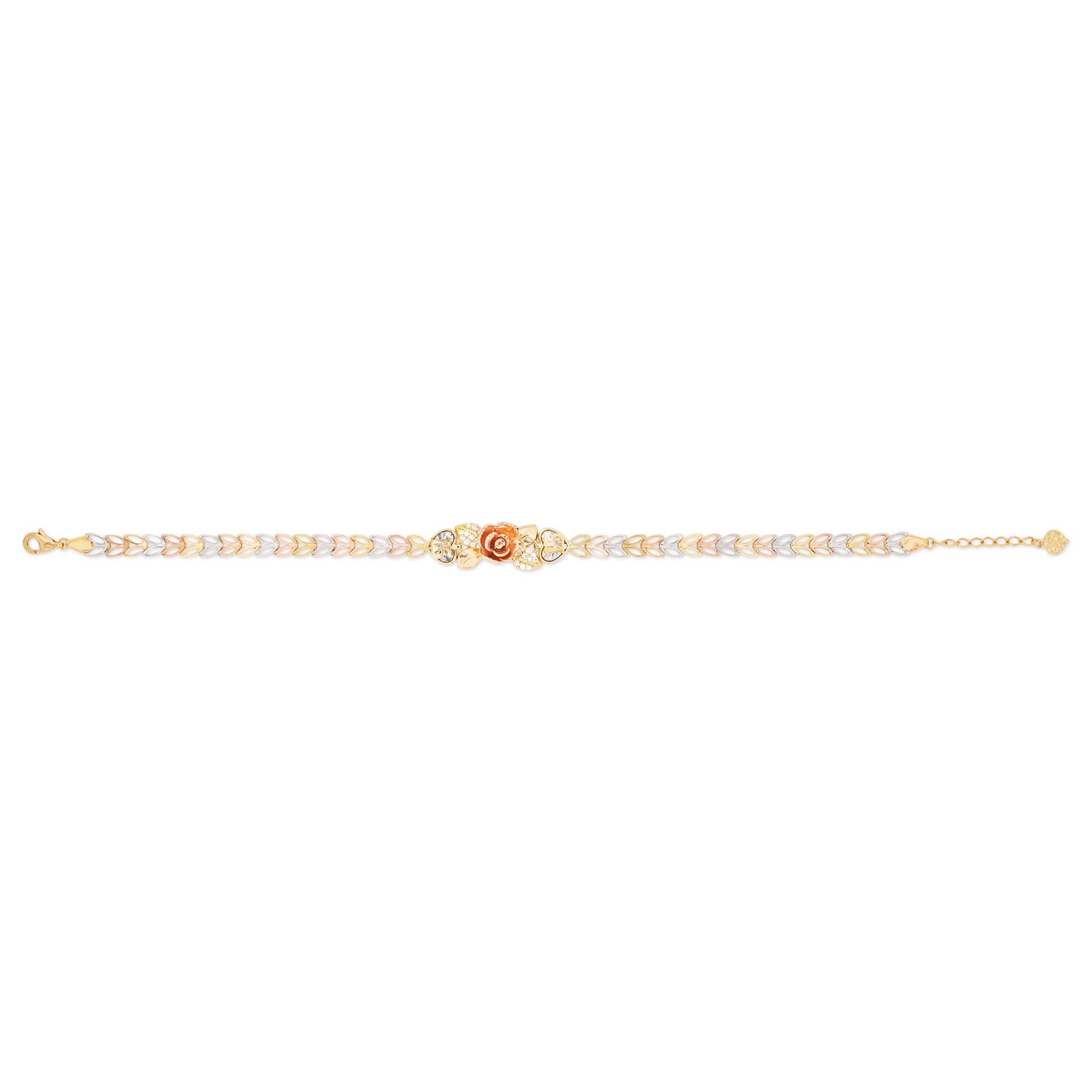 14k Tri Color Gold Rose 15 Años Bracelet