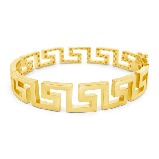 14K Yellow Gold Cut-Out Greek Pattern Bangle