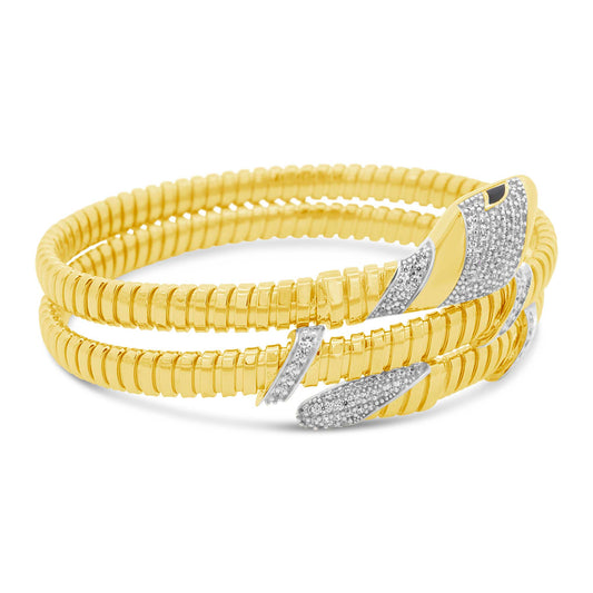 14K Two-Tone Flexible Snake with CZ Accents Bangle