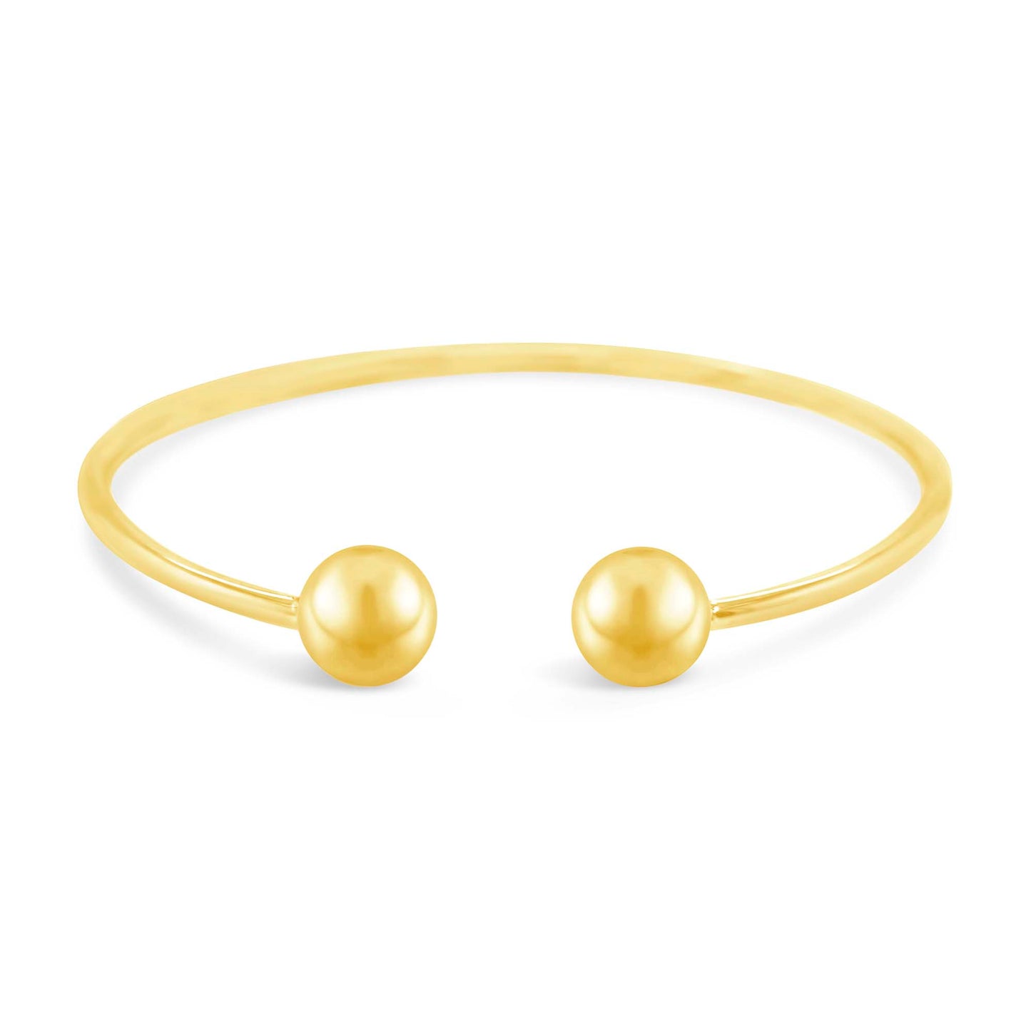 14K Yellow Gold Polished Ball Open Cuff Bangle-1