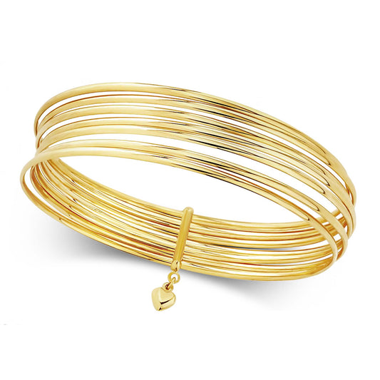 14K Yellow Gold Semanario Heart Charm Bangle-1