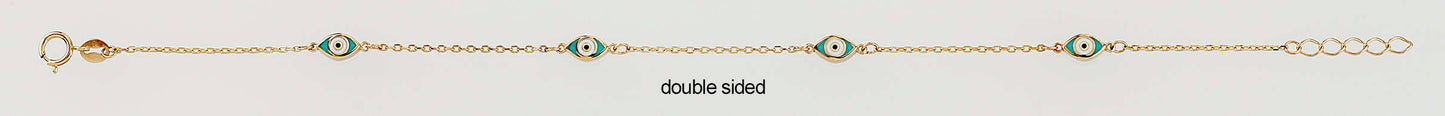 14K Yellow Gold Double-Sided Evil Eye Station Bracelet