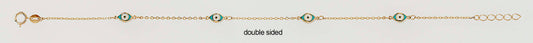 14K Yellow Gold Double-Sided Evil Eye Station Bracelet