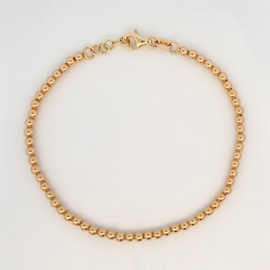 14K Yellow Gold Polished Bead with Adjustable Bracelet
