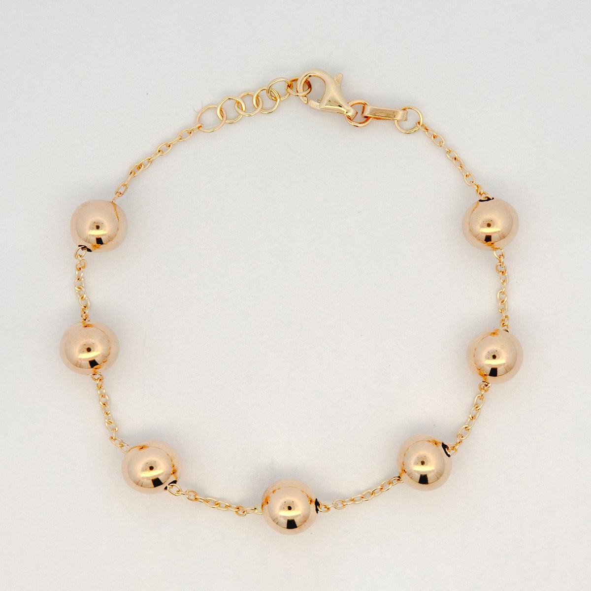 14K Yellow Gold Polished Bead Station Bracelet