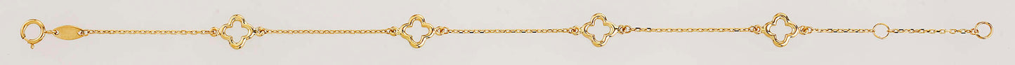 14k Yellow Gold 4 Clover Shape Bracelet