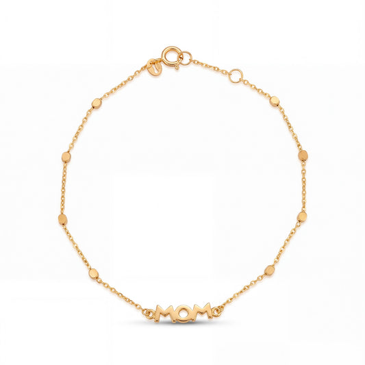 14K Yellow Gold "Mom" & Beads By The Yard Bracelet