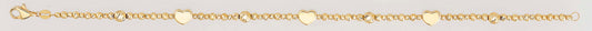 14K Yellow Gold Heart and Diamond-Cut Bead Station Bracelet