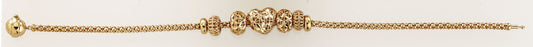 14K Yellow Gold Filigree Heart and Bead Chain Ball Clasp Bracelet