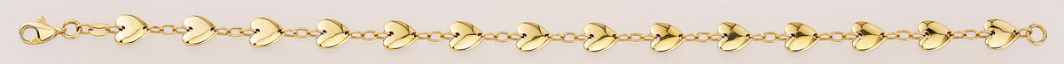 14K Yellow Gold Multi-Heart Puffy Station Bracelet