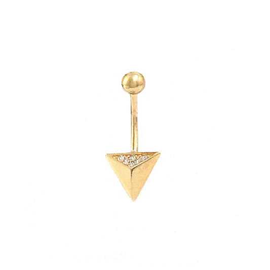 14K Yellow Gold Triangle CZ Accent Belly Ring