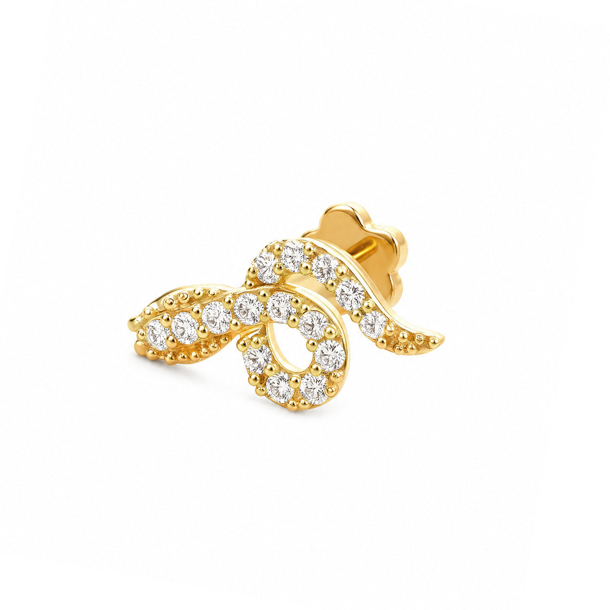 14K Yellow Gold CZ Snake Cartilage Earring