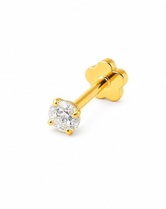 14K Yellow Gold Solitaire CZ Cartilage Flatback