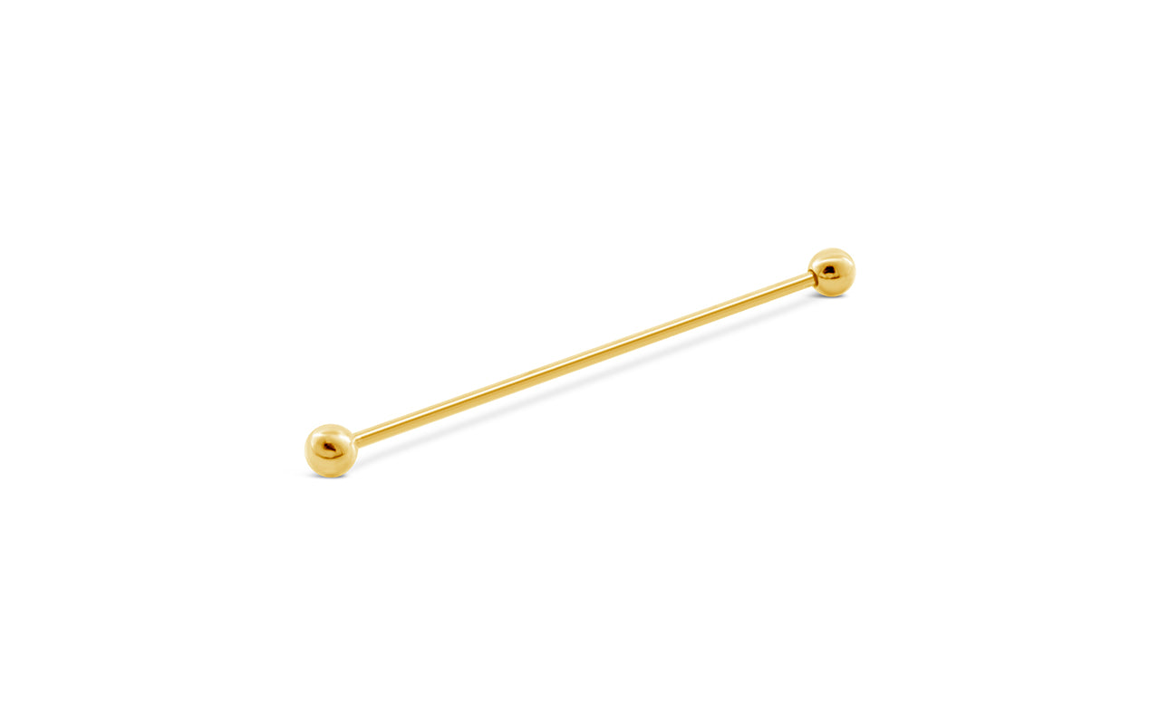14K Yellow Gold Industrial Barbell