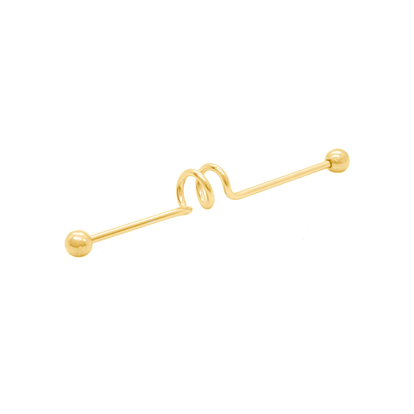 14K Yellow Gold Twisted Industrial Barbell