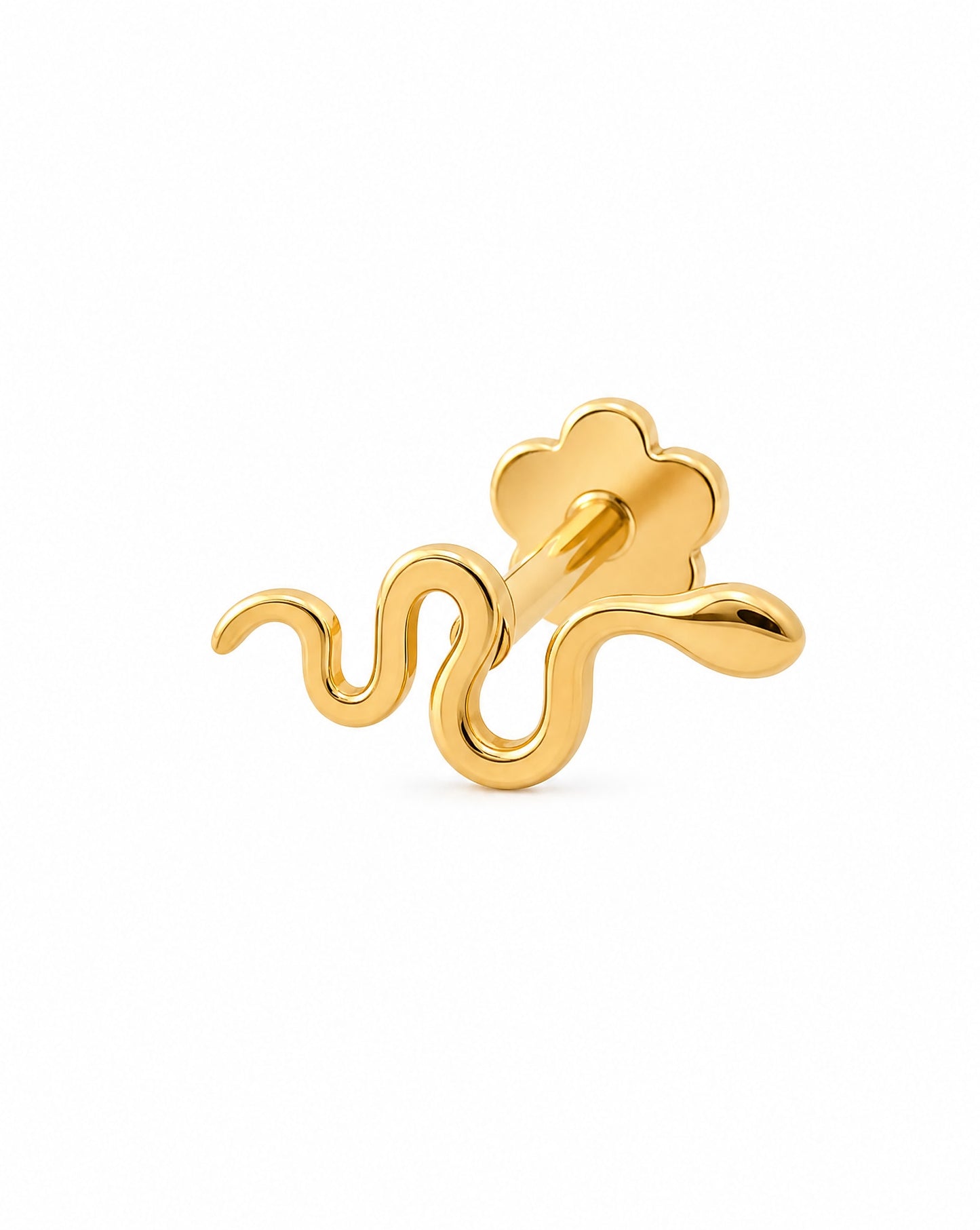 14K Yellow Gold Snake Body Cartilage Earring