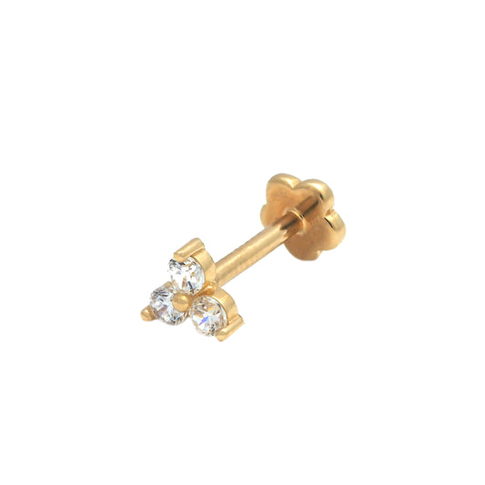 14K Yellow Gold CZ Cluster Cartilage Earring