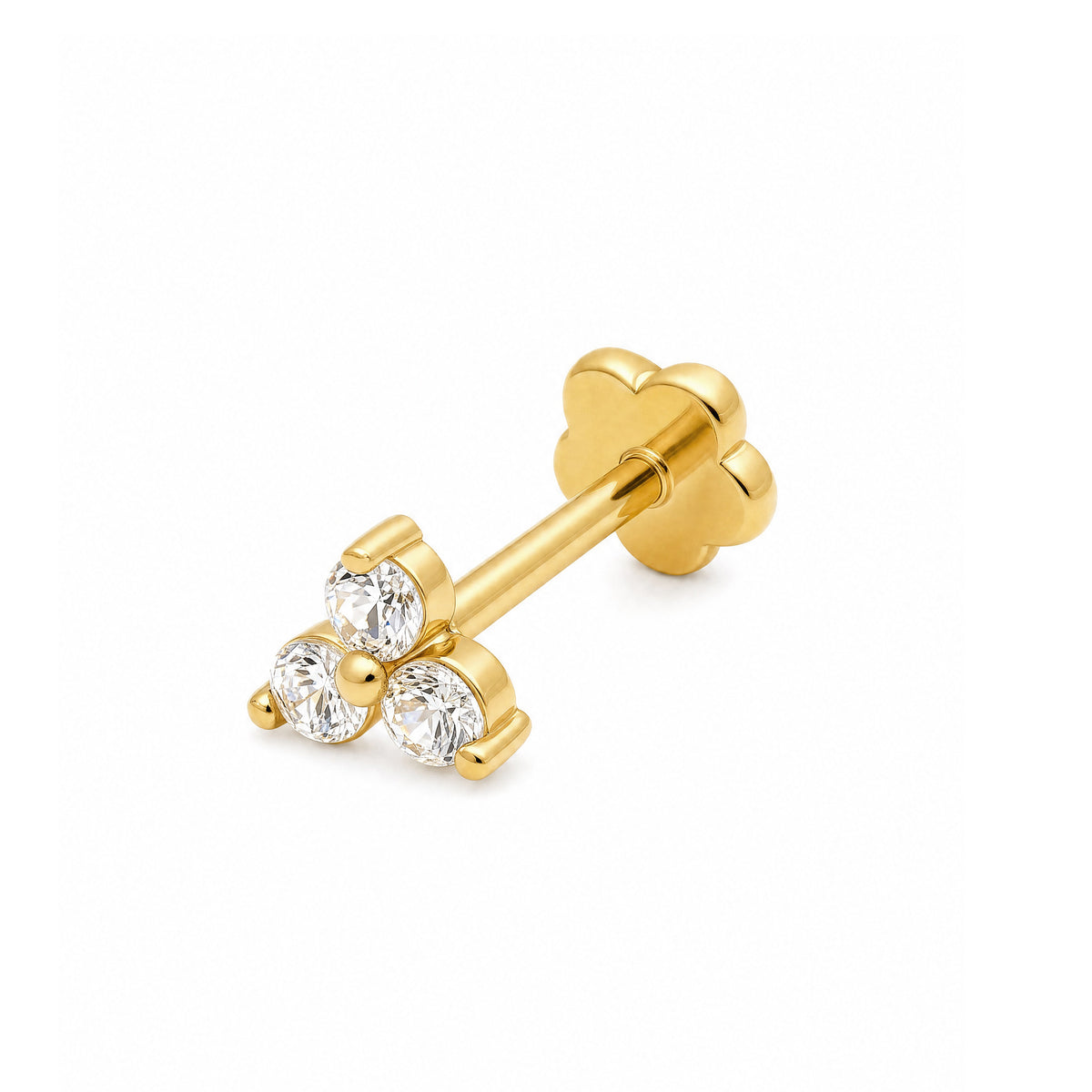 14K Yellow Gold CZ Cluster Cartilage Earring