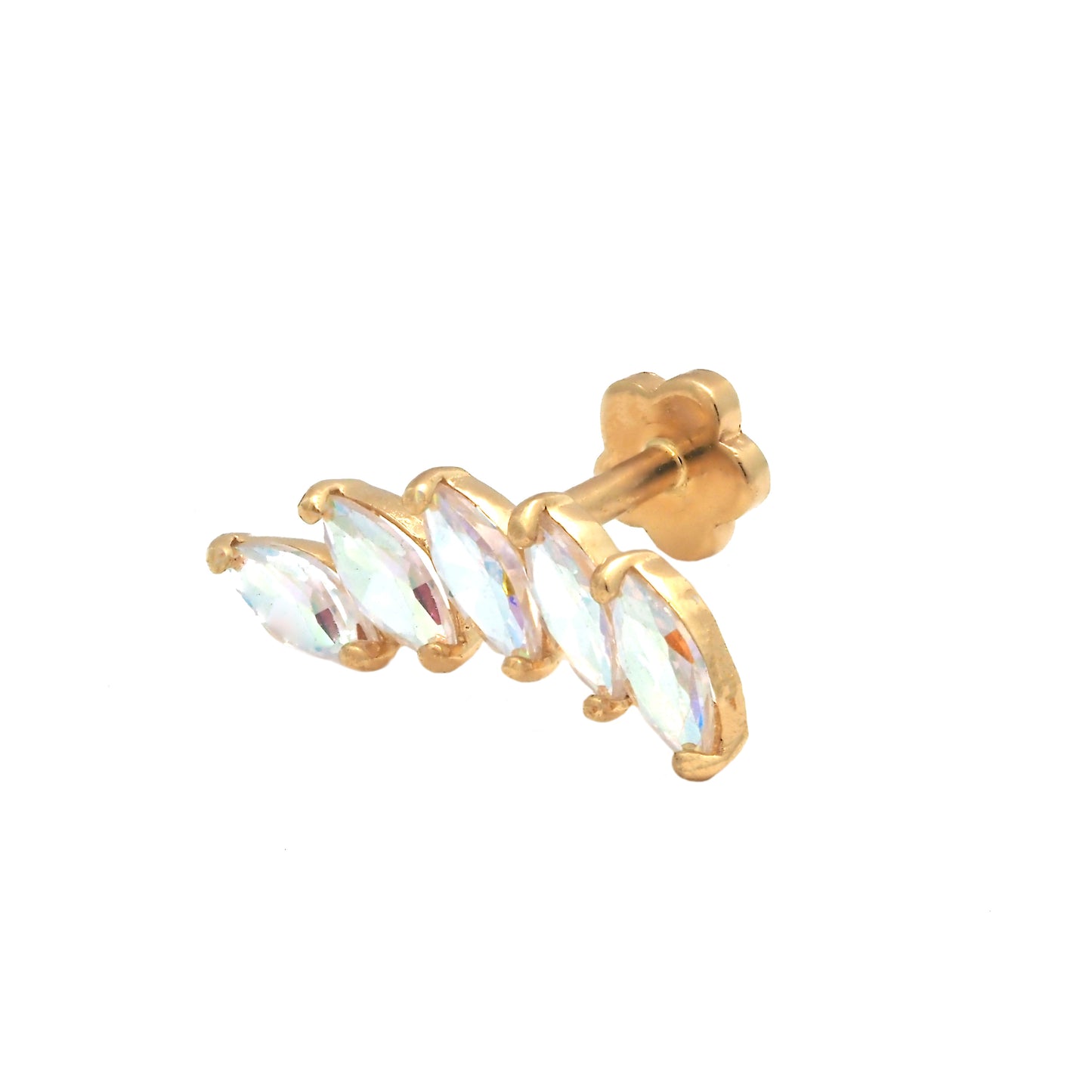 14K Yellow Gold 5 Tornasol Marquise CZ Climber Cartilage Earring