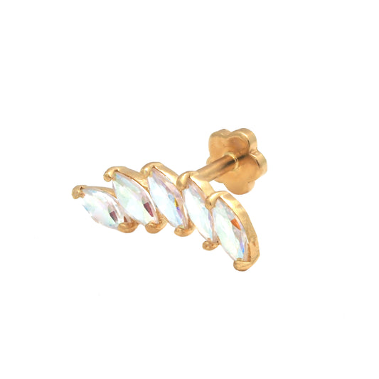 14K Yellow Gold 5 Tornasol Marquise CZ Climber Cartilage Earring