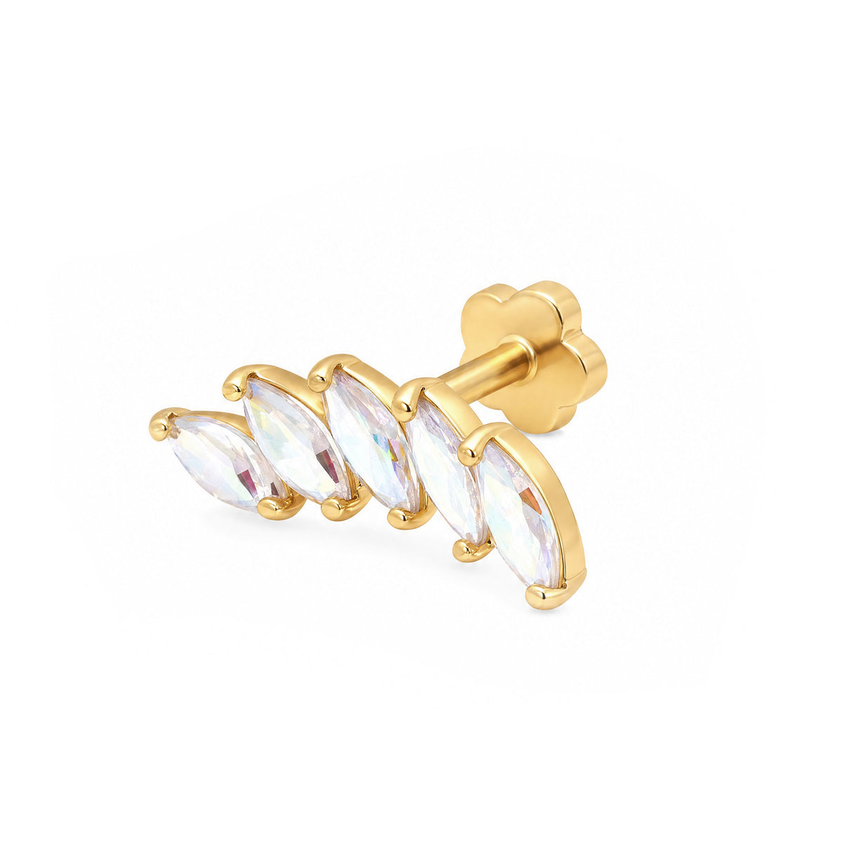 14K Yellow Gold 5 Tornasol Marquise CZ Climber Cartilage Earring