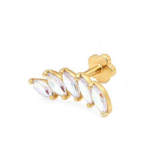 14K Yellow Gold 5 Tornasol Marquise CZ Climber Cartilage Earring