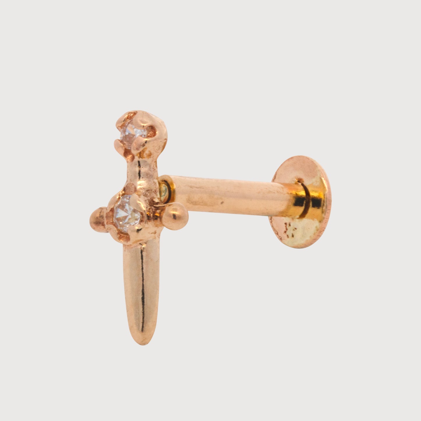 14K Yellow Gold Tiny CZ Swore Cartilage Earring