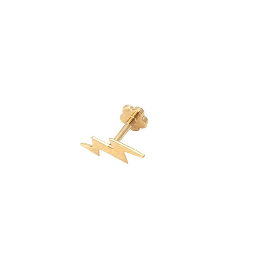14K Yellow Gold Lightning Bolt Cartilage Flatback