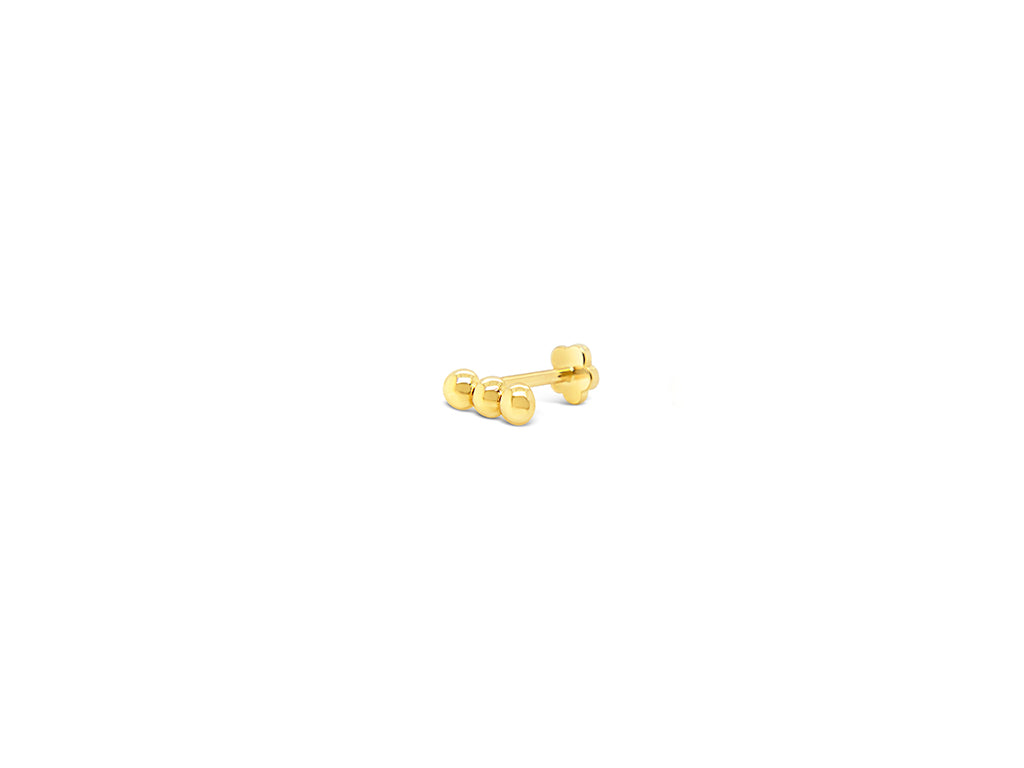14K Yellow Gold 3 Half Ball Cartilage Earring