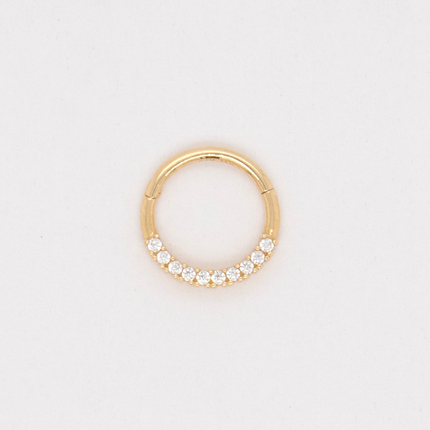 14K Yellow Gold Half Circle CZ Cartilage Hoop Earring