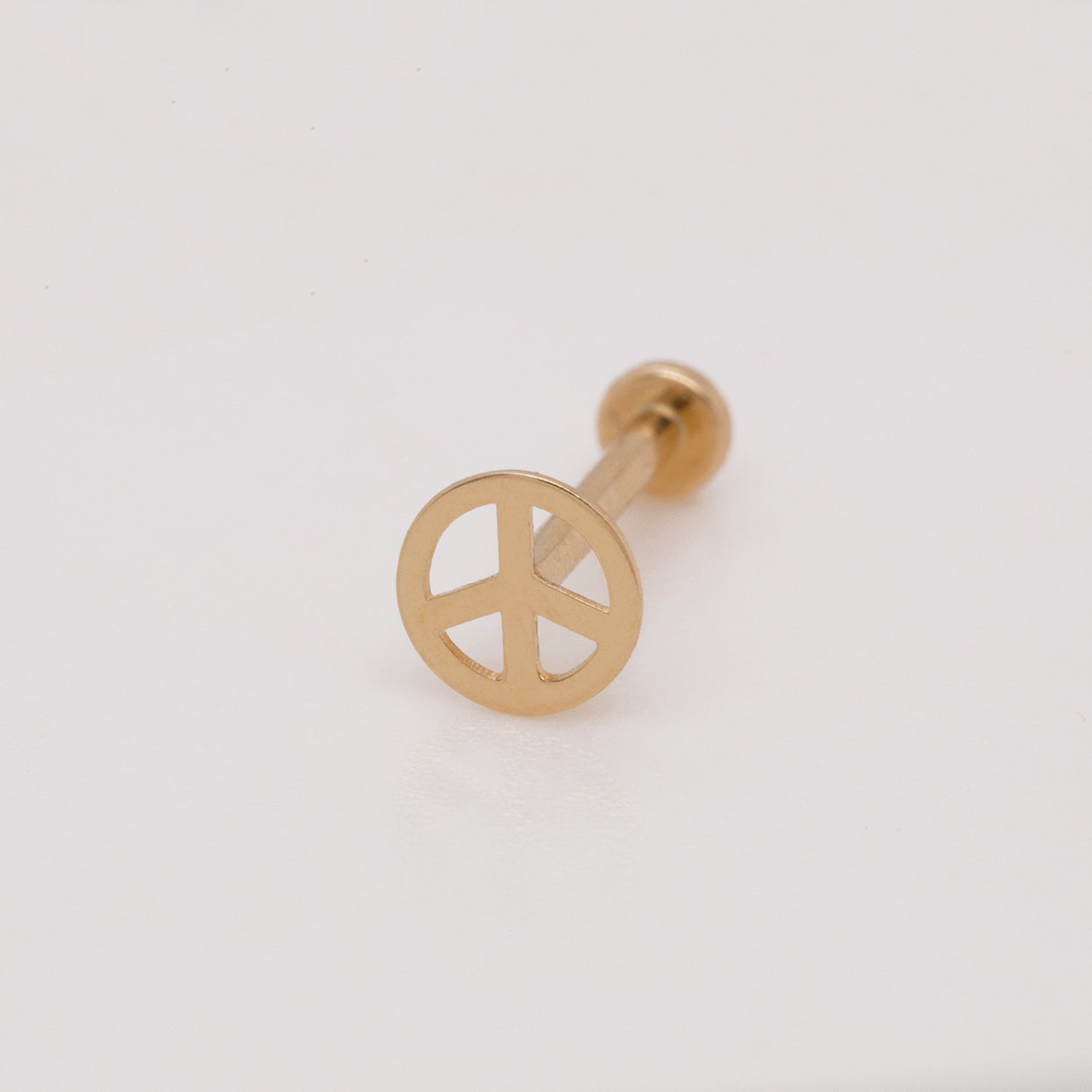 14K Yellow Gold Peace & Love Symbol Cartilage Earring