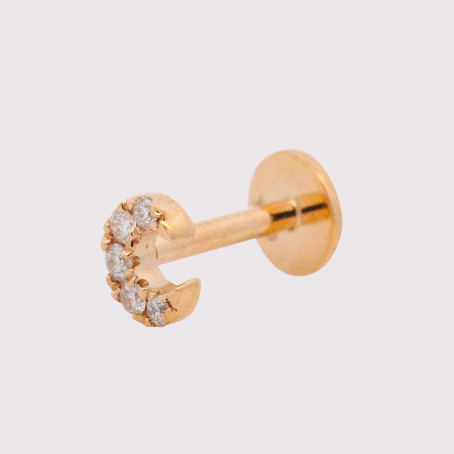 14K Yellow Gold Diamond Half Moon Cartilage Earring