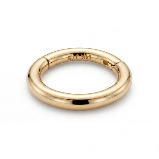 14K Yellow Gold Plain Oval Cartilage Hoop Earring