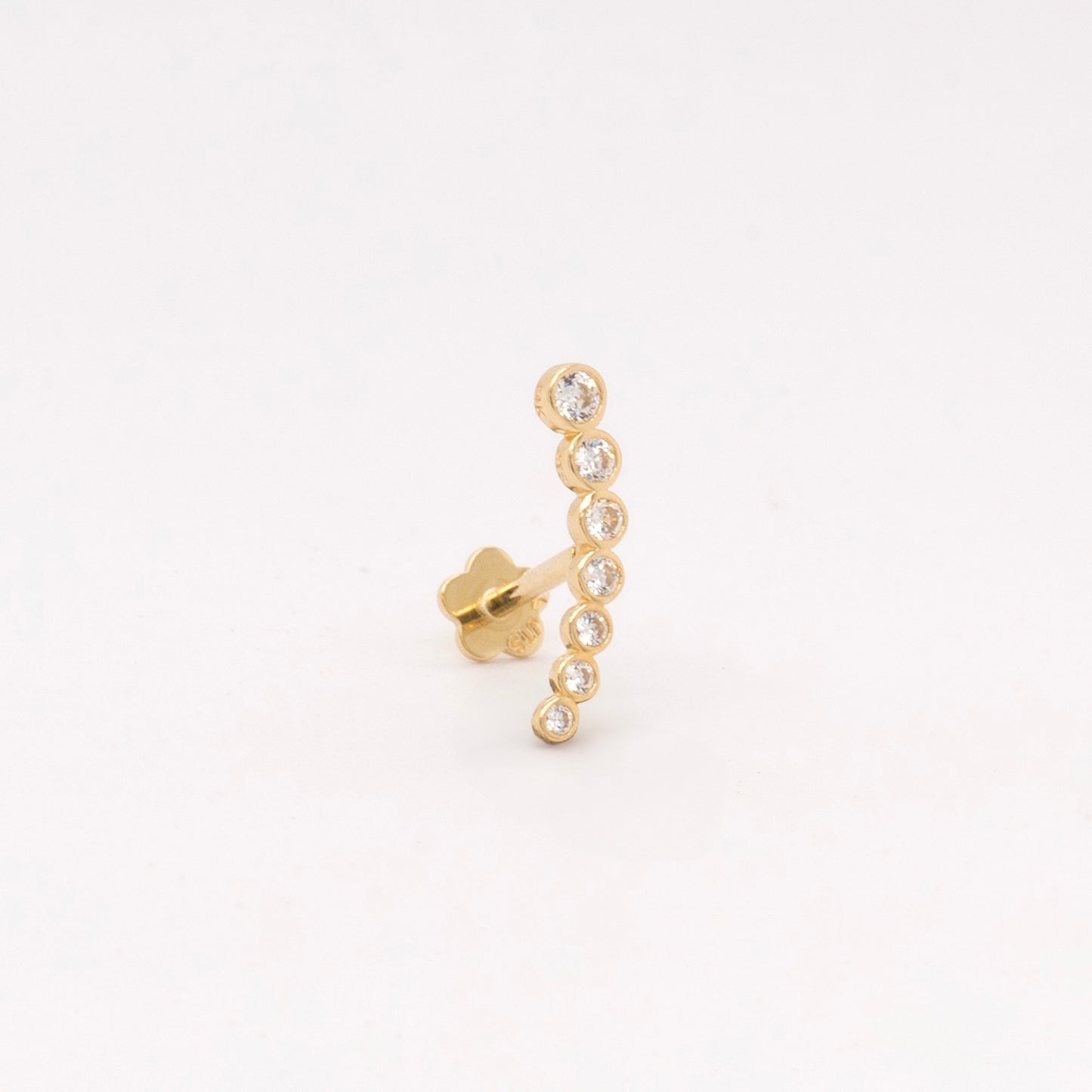 14K Yellow Gold CZ Round Curved Bar Cartilage Flatback